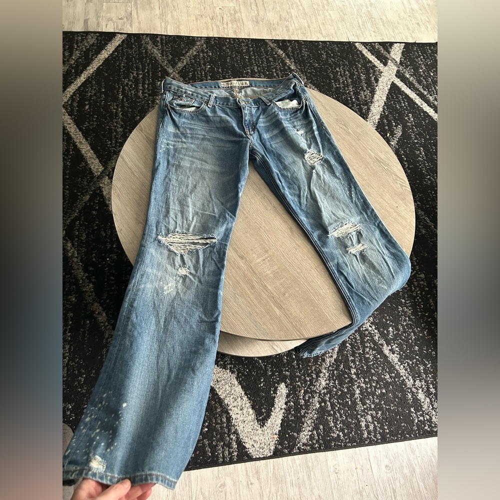 Hollister Light Blue Denim Jeans bleach splatter size 9R